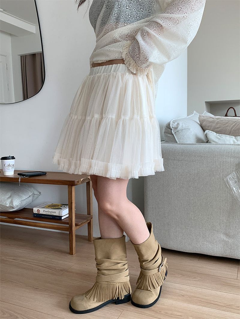 POM CHIFFON SKIRT (2C)