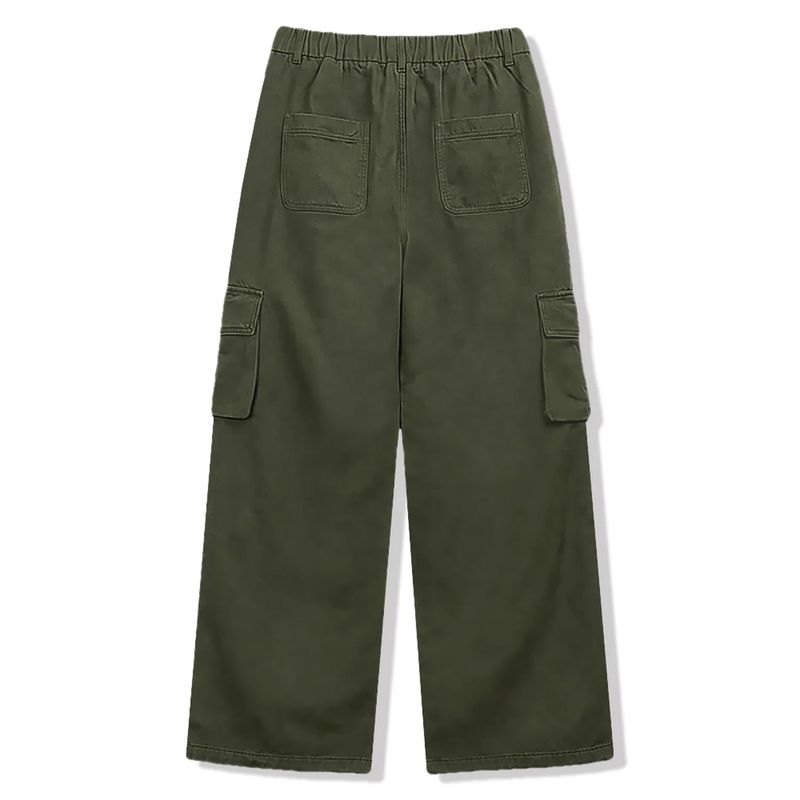 cargo drawstring wide cotton pants (khaki)