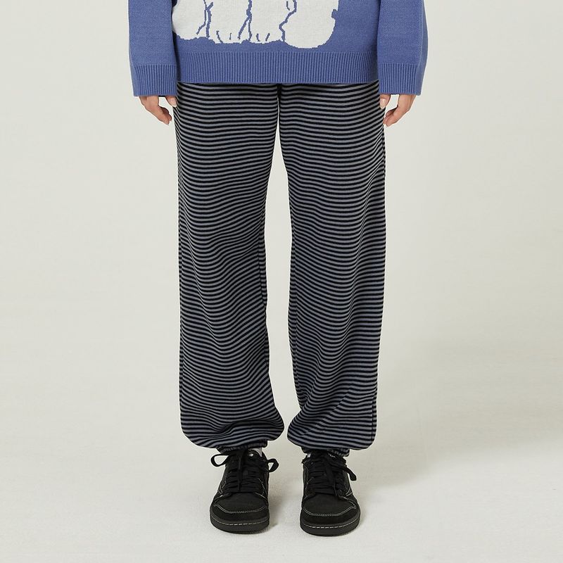 Dolphin embroidery stripe banding pants