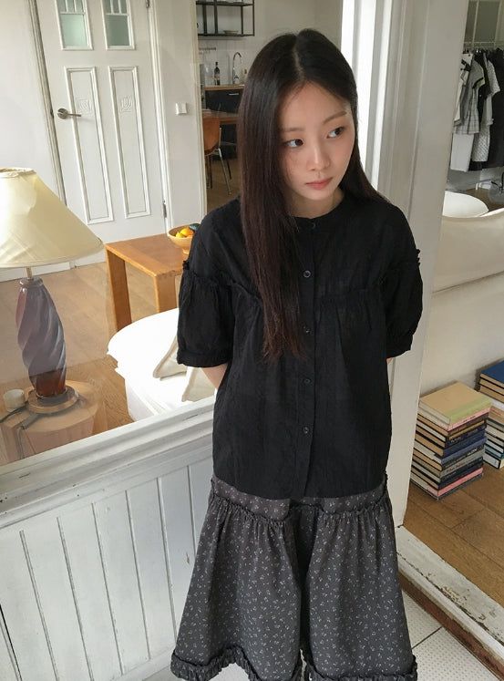 Bihina Flower Shirring Long Skirt