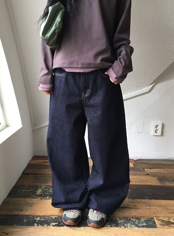 BAON（バオン）の「セレス バック アジャスト ローデニム ワイドパンツ（パンツ）」