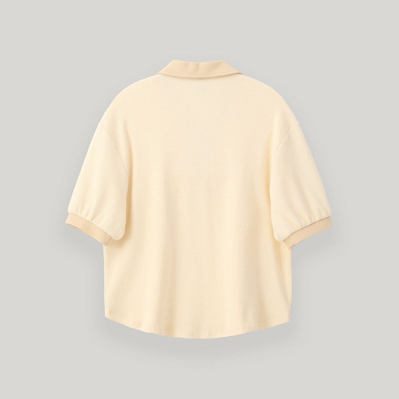 Cream Half Open Collar Tee