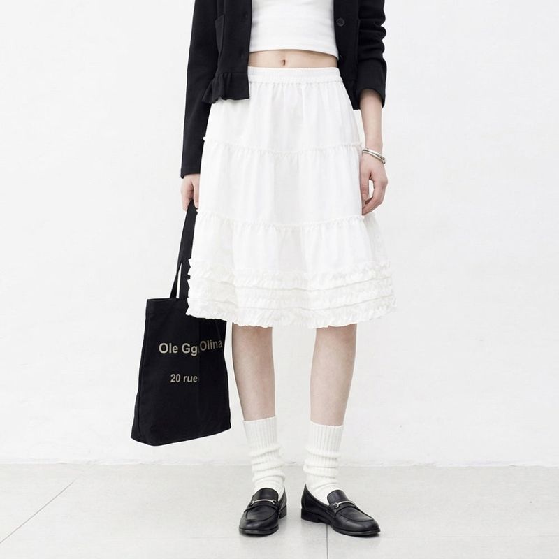 NONCODE（ノンコード）の「Blly Shirred Tiered Midi Skirt（Skirts）」