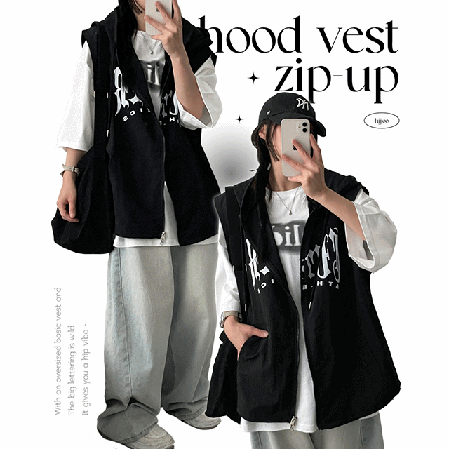 hijjoo（ハイチュー）の「[High quality!] Estring Hooded Vest Zip-Up (3 colors)（Tops）」