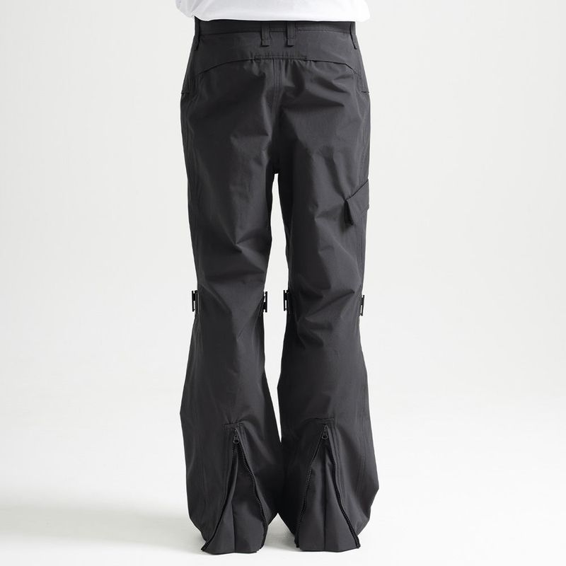 Poly Cotton RIB Buckle Pants - BLACK