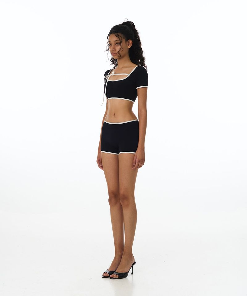 Line Classic Short Bikini Bra BK (Side ribbon)