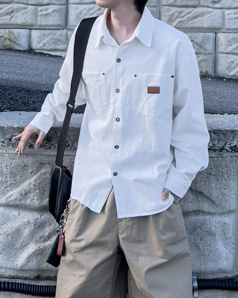 Drain Patch Work Shirt Jacket