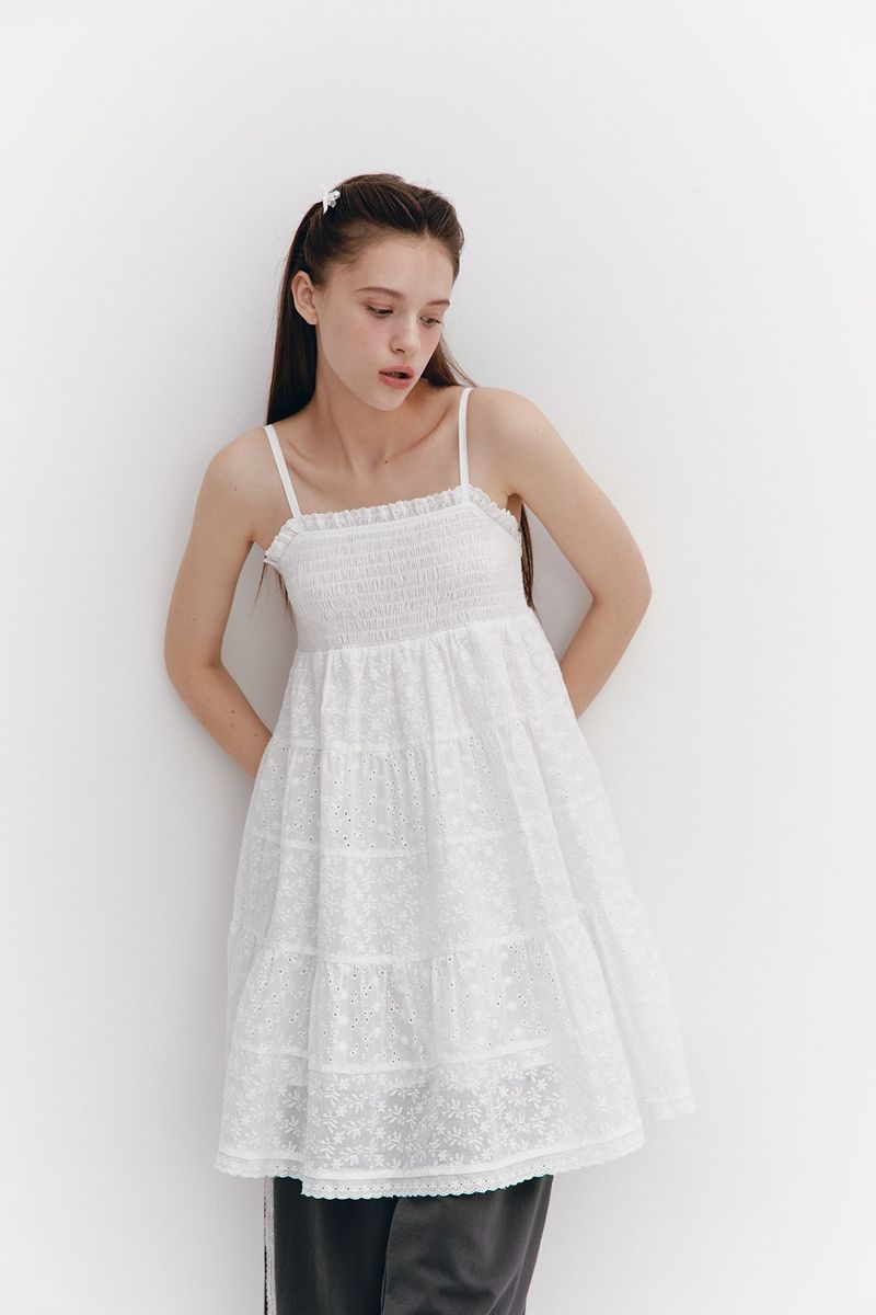 Midi Lace Dress White