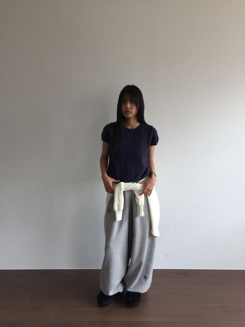 Kiko cap sleeve half knit (2color)