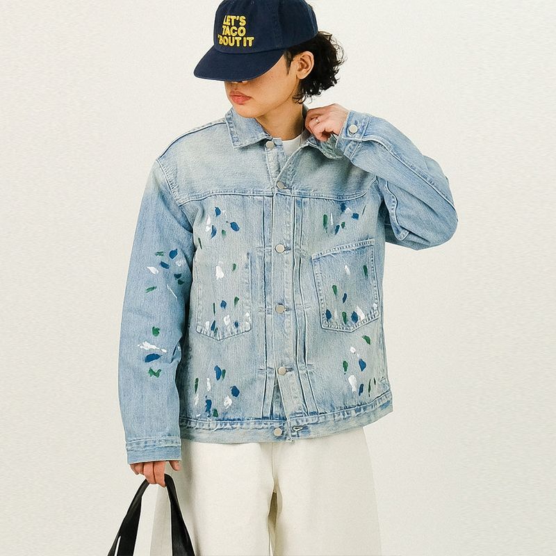 SEMIKAJI(セミカジ)の「ペインティングデニムクロップジャケット(ジャケット/アウター)」