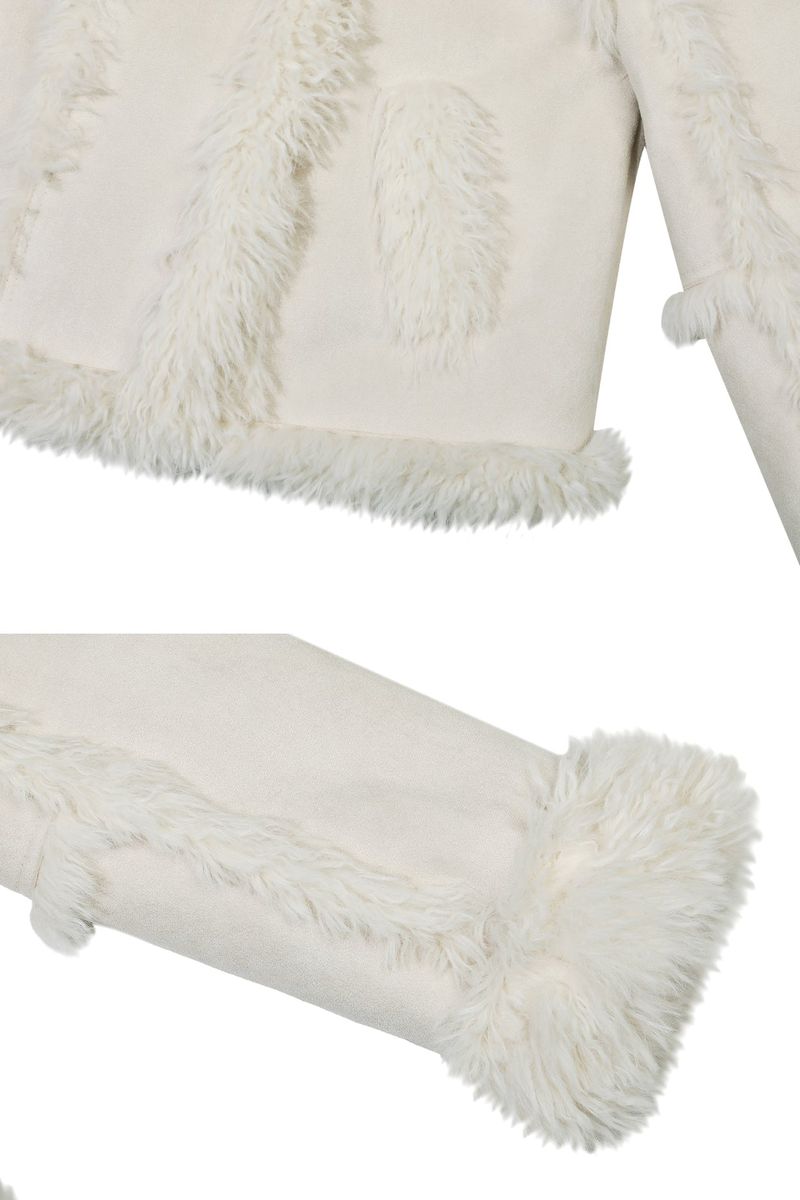 LUNA BELTED SHEARLING JACKET cream