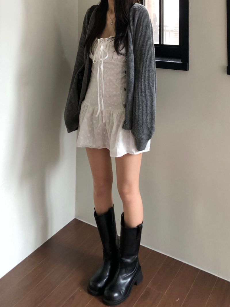V-knit cardigan (2 colors)