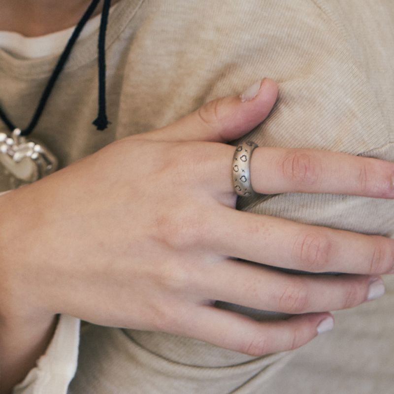  Heart Symbol Ring (Antique Silver, Matte) [SIZE.1]