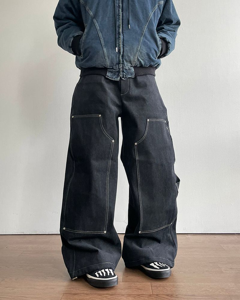 Road napping denim pants