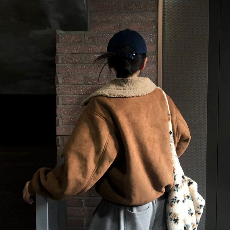 [BELLIDE MADE] Mock, suede blouson mouton jacket