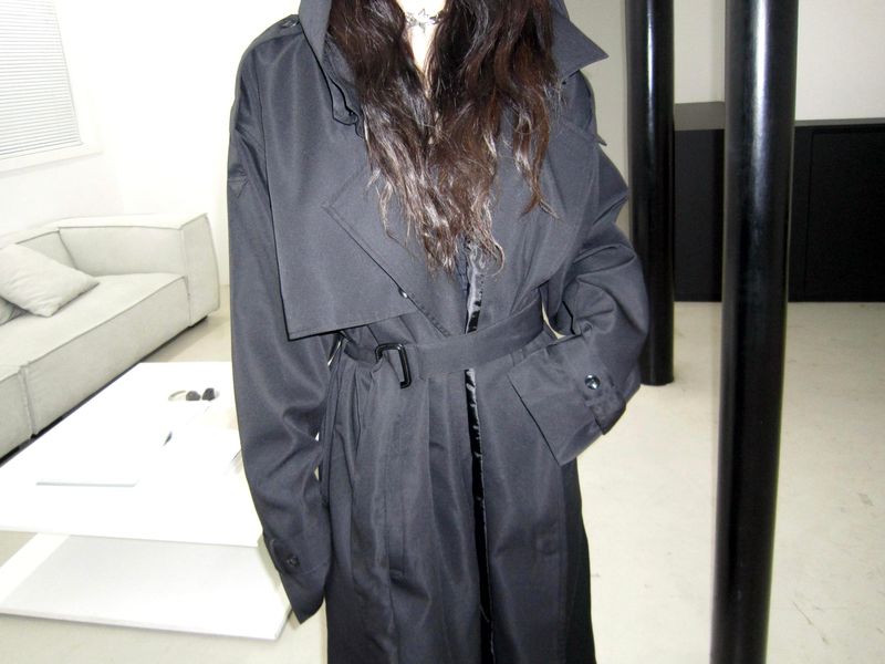 Maxi hood long trench