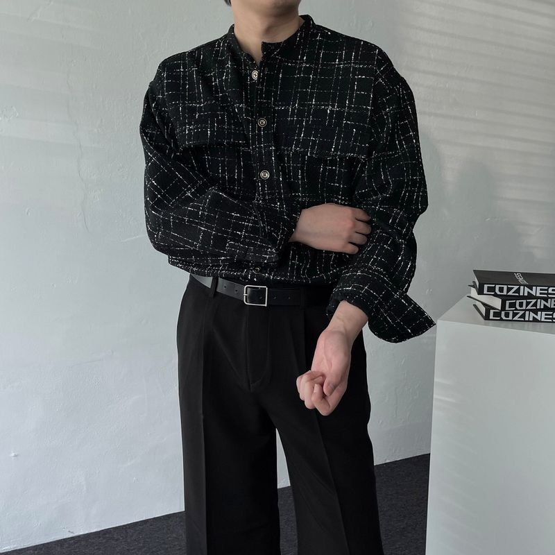 COZINESS（コジネス）の「CR Bone Burton Tweed Checkered Round Shirt Jacket (2 colors)（Tops）」