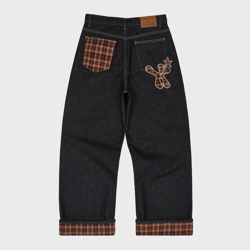 Check Applique Roll Up Pants