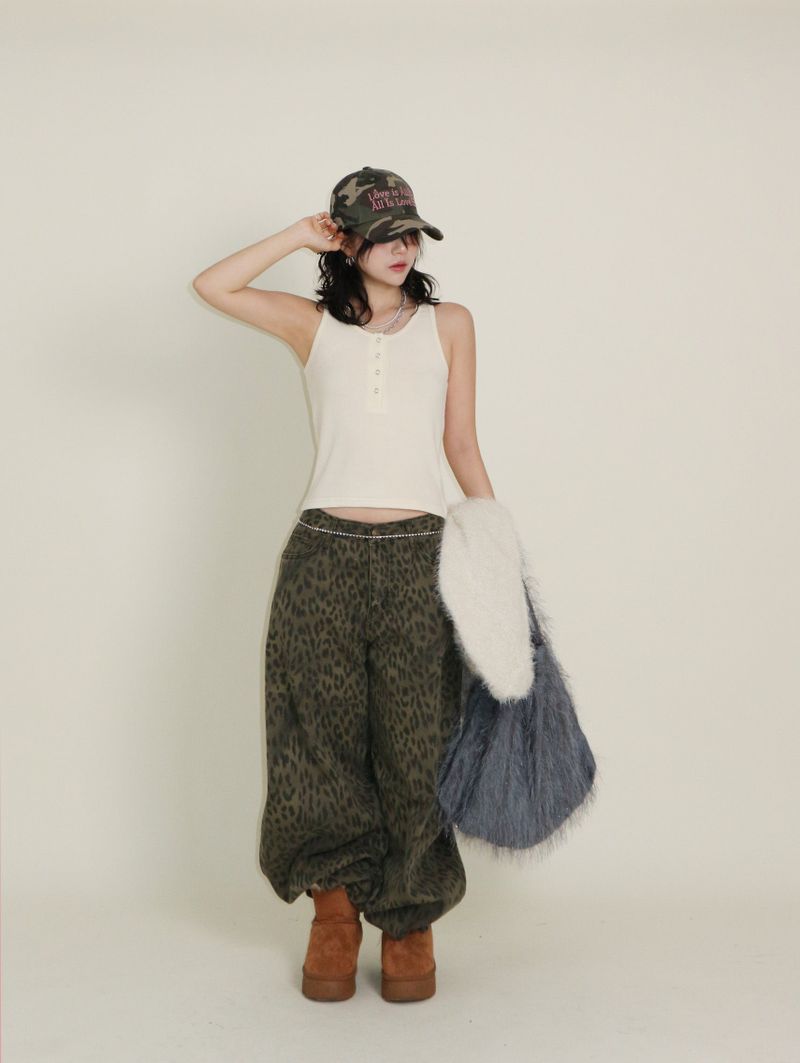 (Leopard Item) Kiya leopard printed balloon-fit wide pants