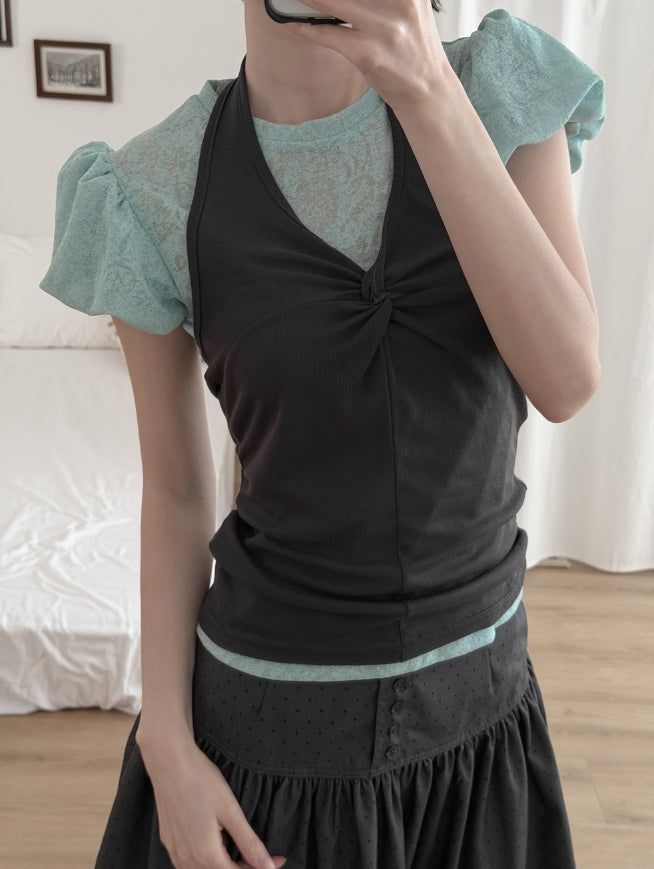 mnem（ムネム）の「Wishia See-through Twisted Halter Top（Tops）」