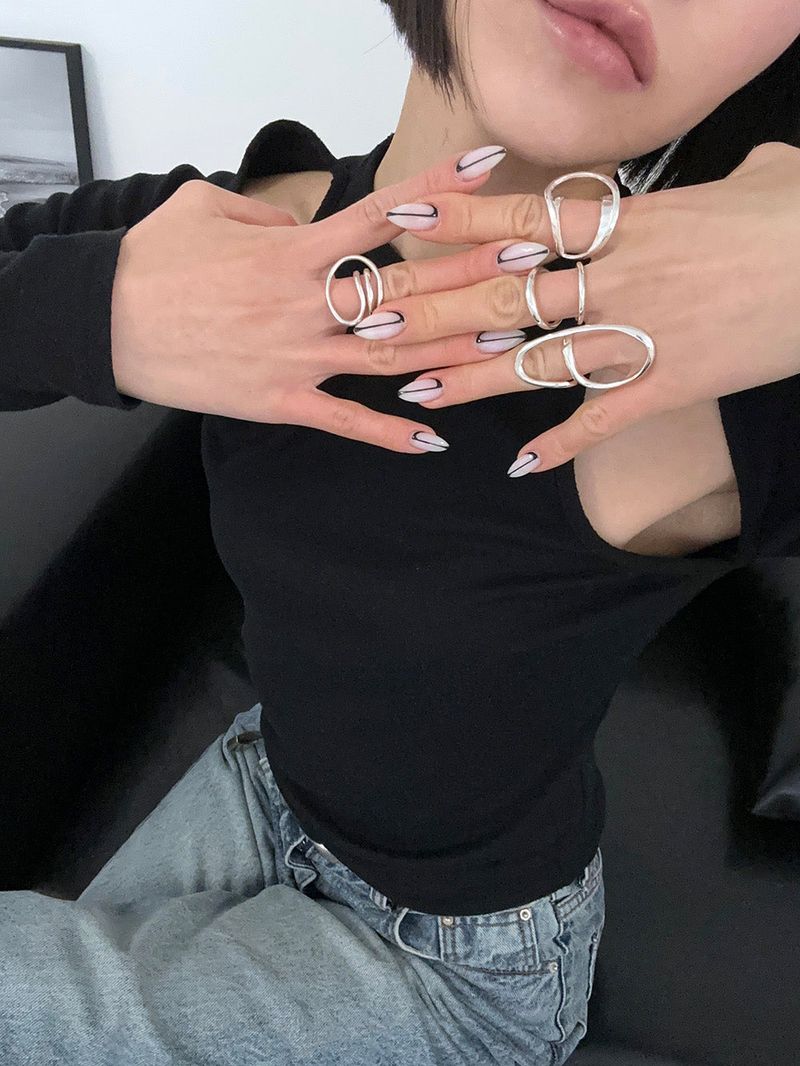 [925silver] Line art ring