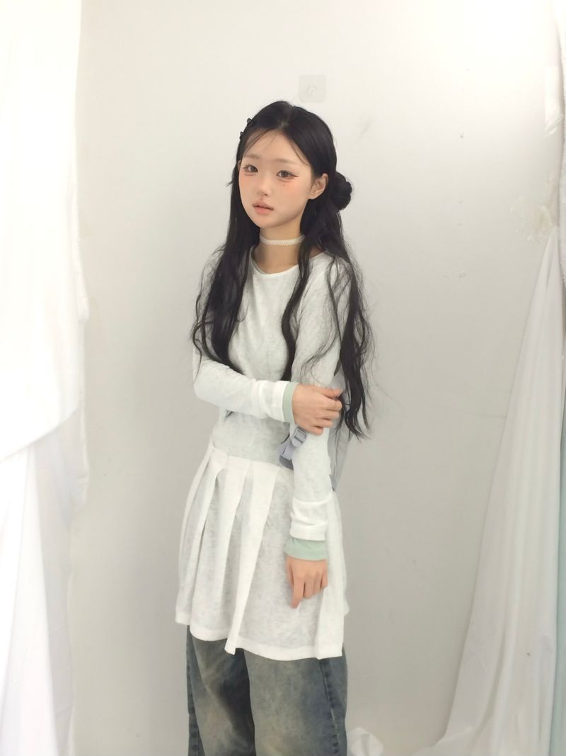 line and pleated dress