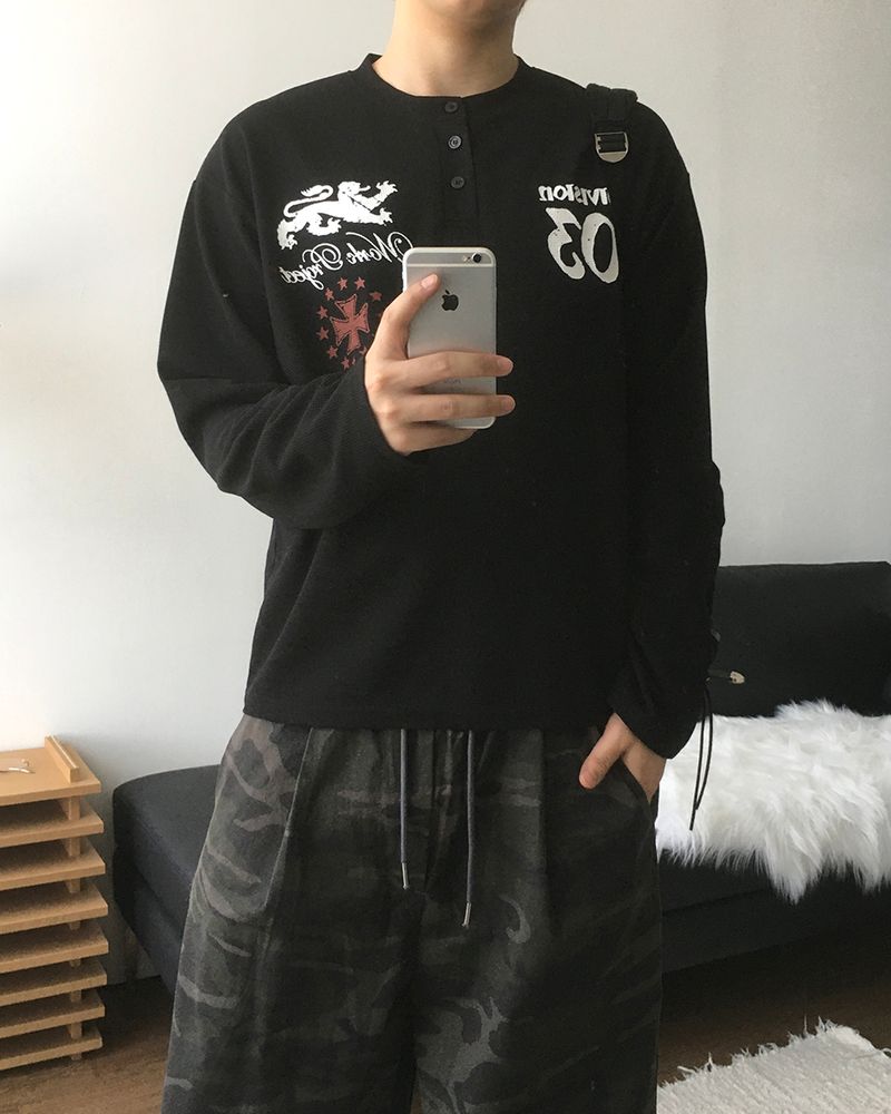 Kingdom Henley Neck Waffle Long Sleeve