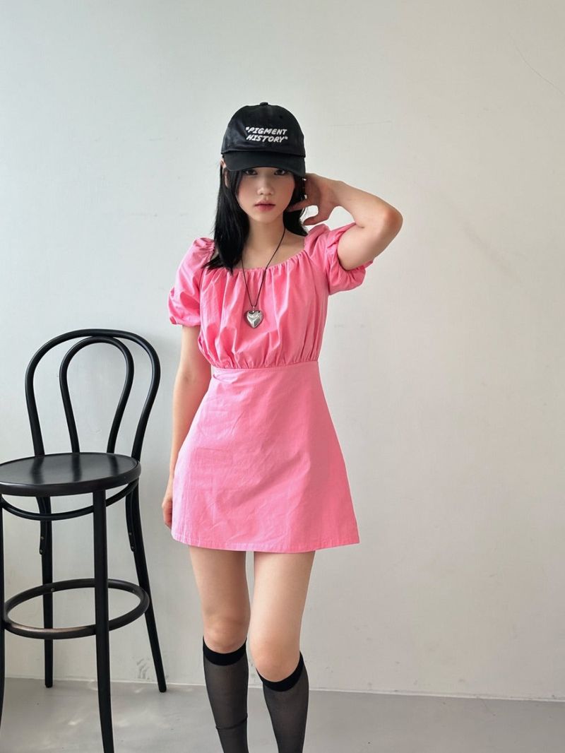 back strap ribbon dress