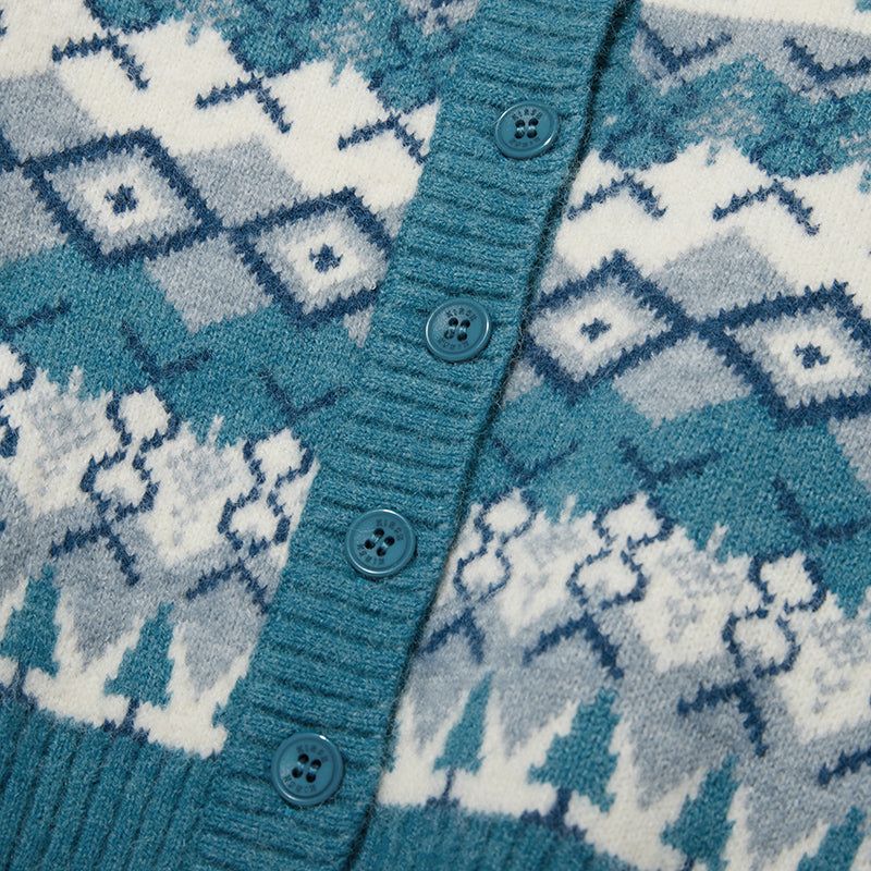 FAIR ISLE KNIT CARDIGAN [BLUE]