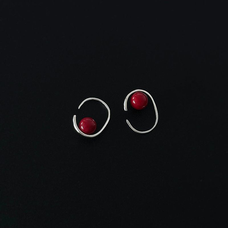 [925silver] Red point earring