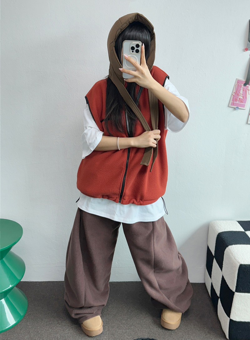 BOTH-SIDES FLEECE SNAP LONG PANTS 🧸🩵🤍6COLOR