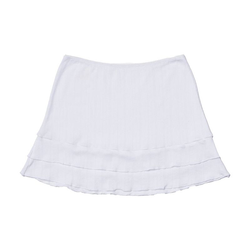 Wave Frill Cotton Skirt_White