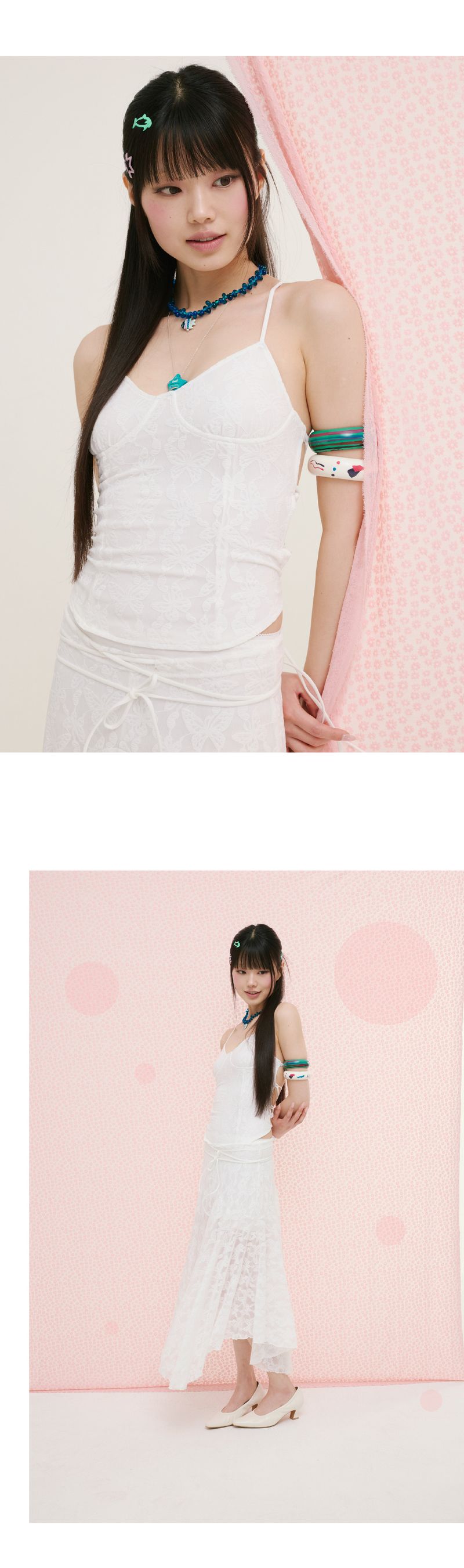lace backless top white butterfly