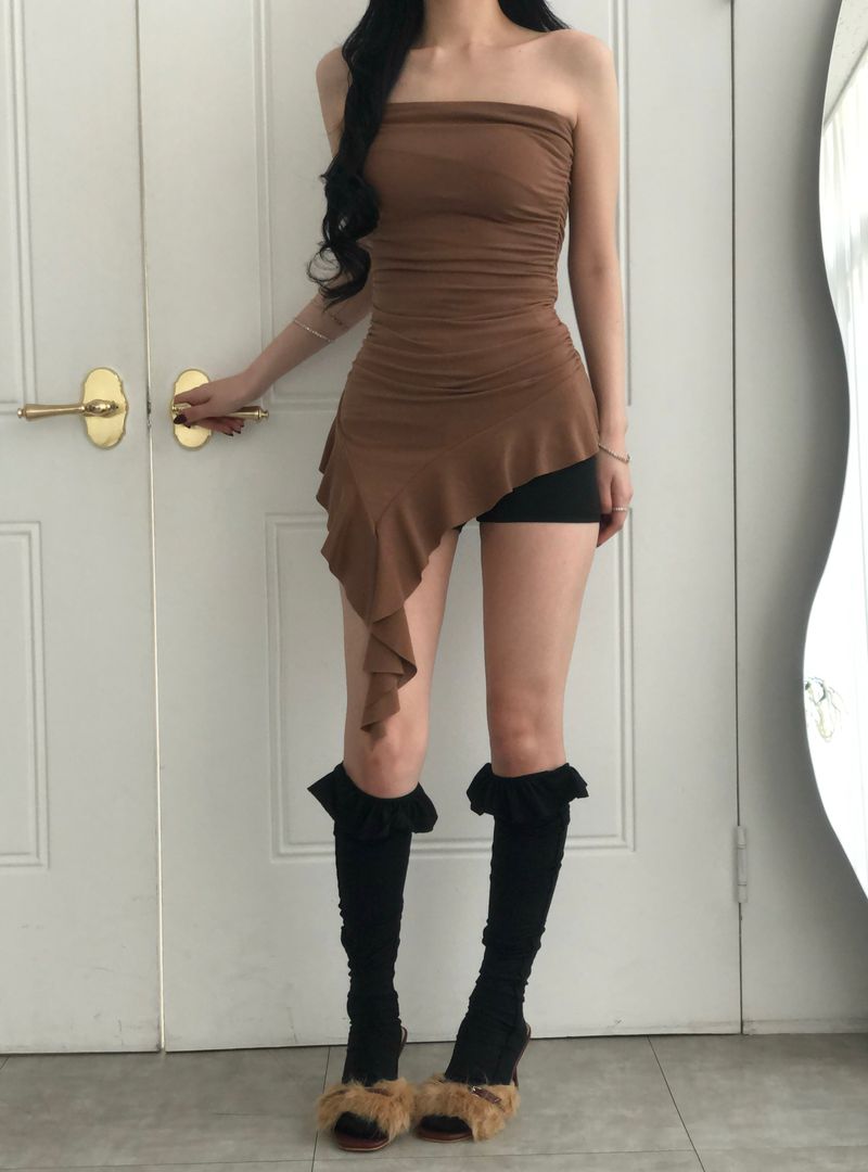Frill Unbal Mini-dress