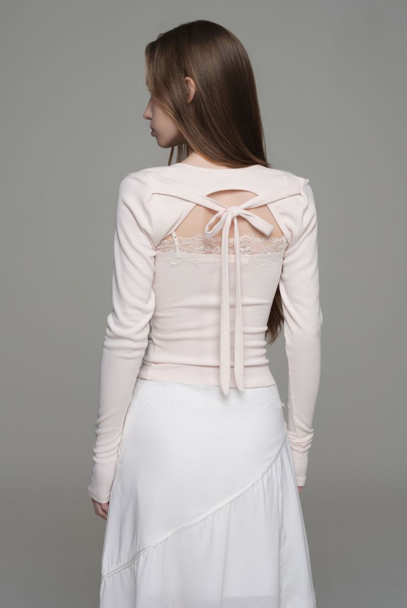 Cotton touch ribbon bolero, Pink