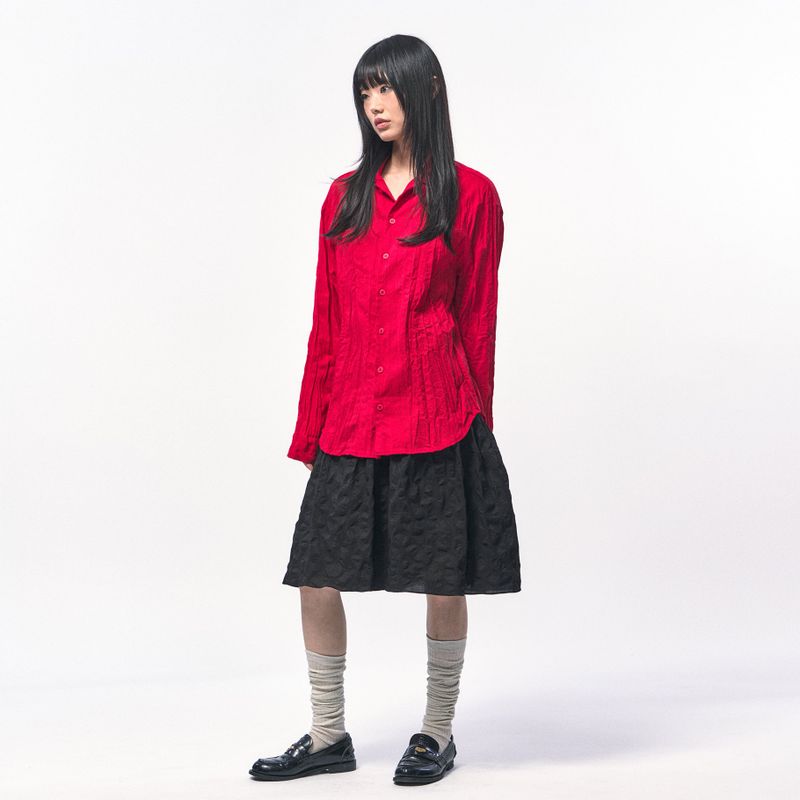 CRINKLE LINEN SHIRTS RED