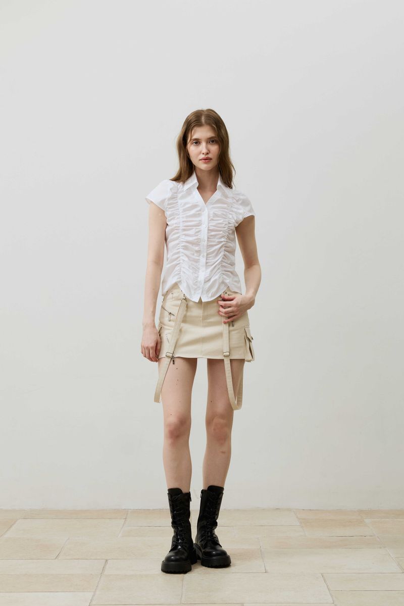 SYLPH SHIRRING SHIRT / WHITE