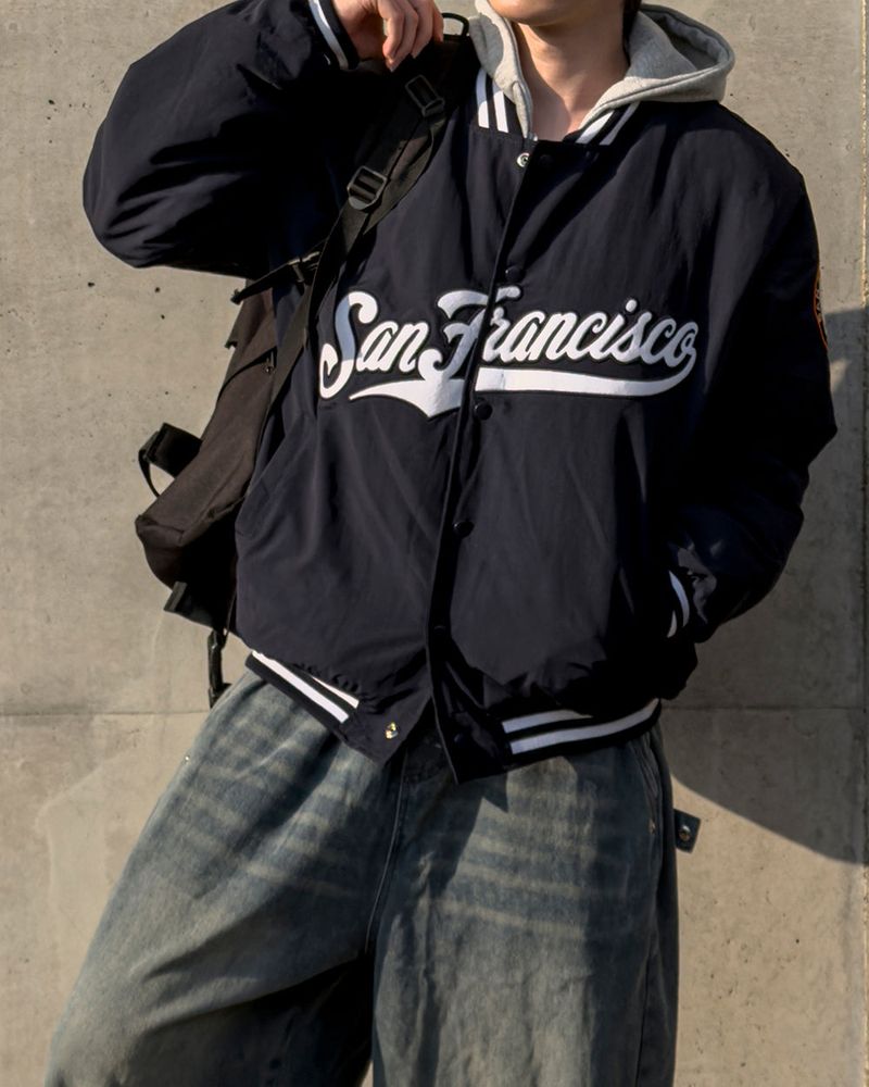 Sanver Lettering Varsity Padding Jumper