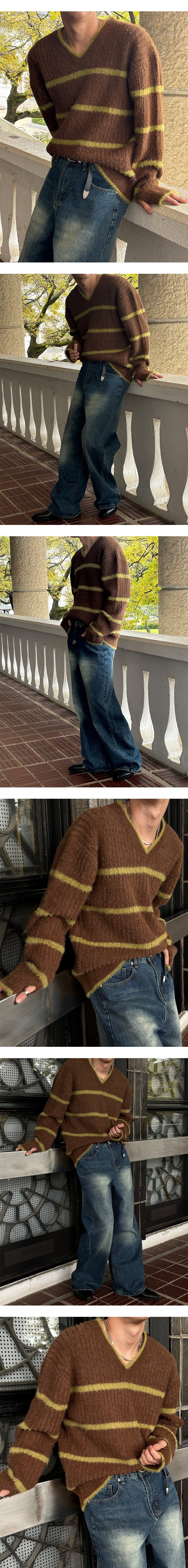   [F/W] Stripe angora warmer knit(4color)