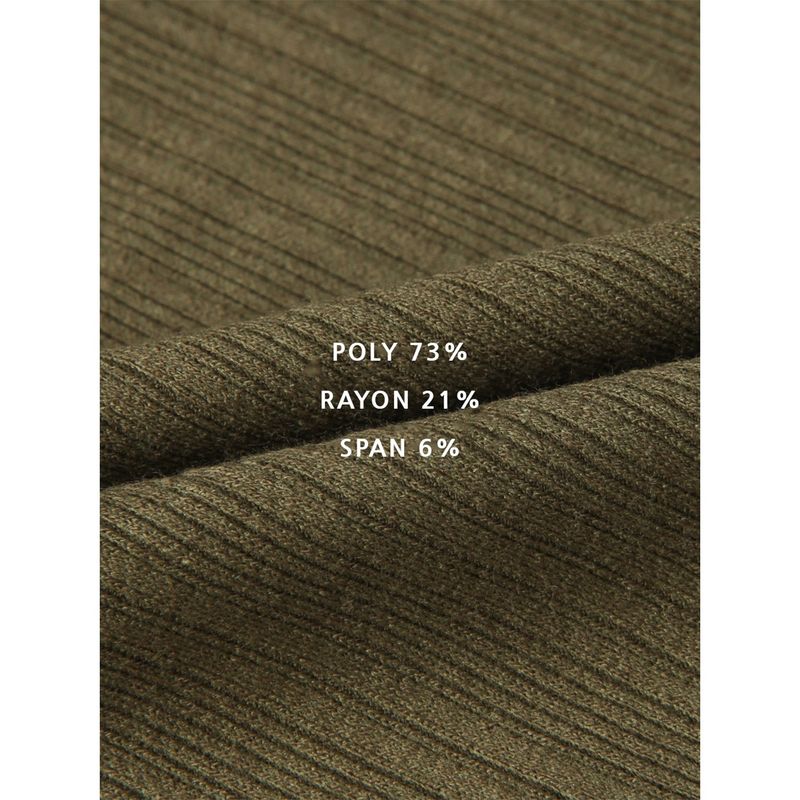 Leather ribbed henry neck long sleeves(Khaki)