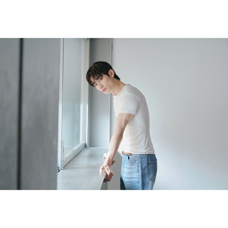 High ribbed henry neck half sleeves(Ivory)