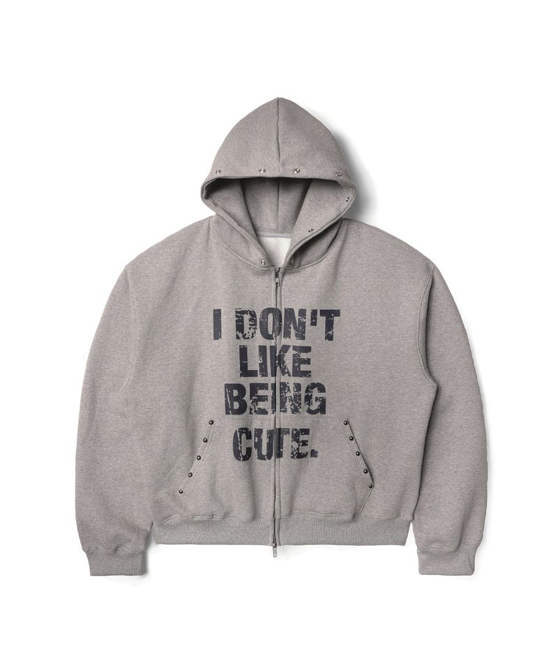 Crop Fur Hooded Zip-Up - Grey