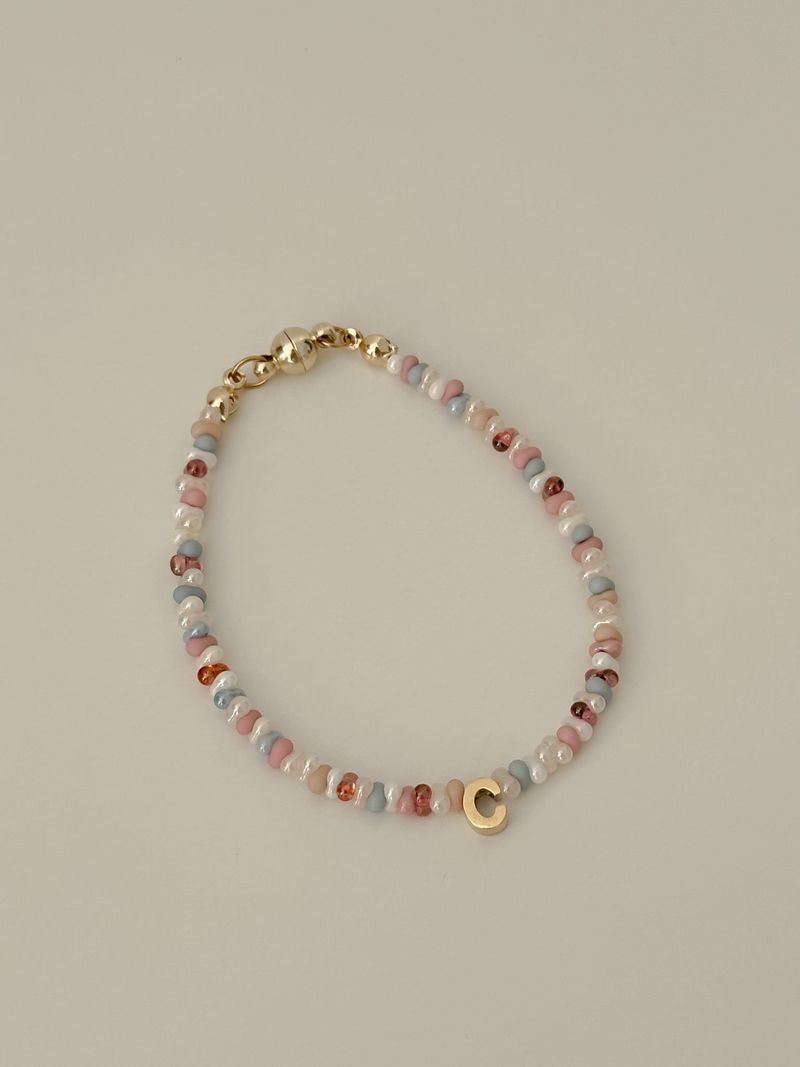 Baby Cloud Beads Initials Bracelet