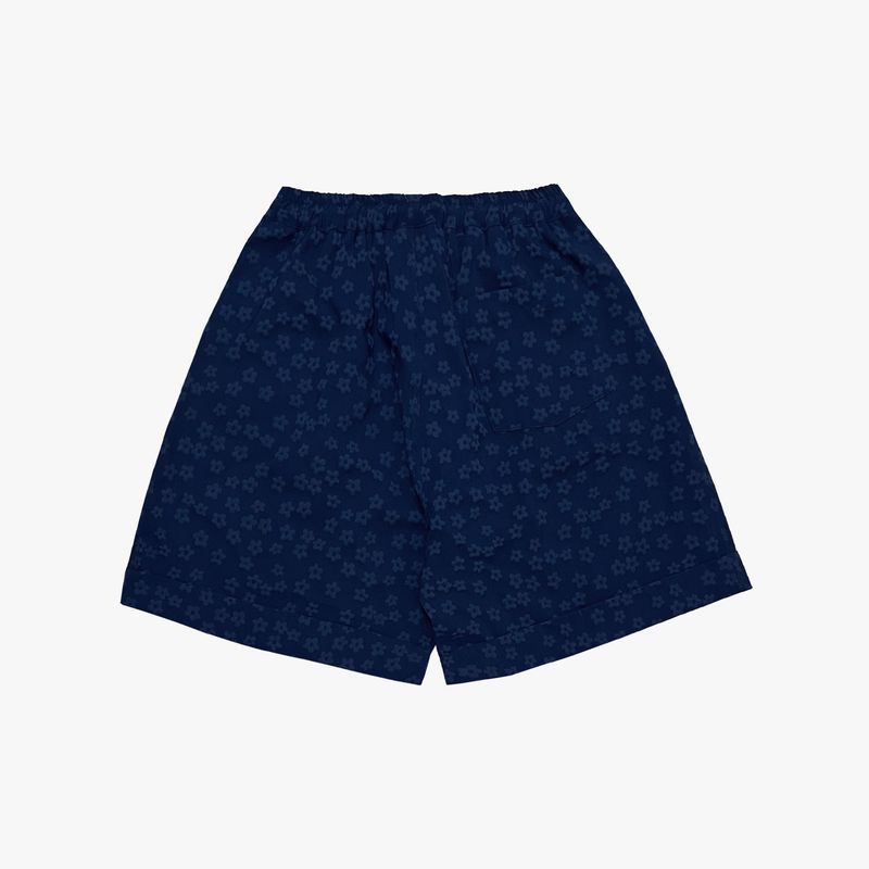 flower turn-up shorts_blue