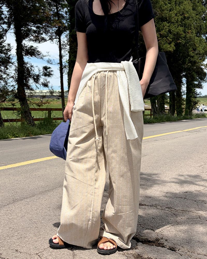 Heppin stripe banding pants
