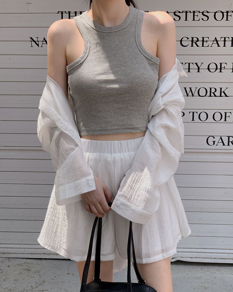 Ranked ribbed sleeveless