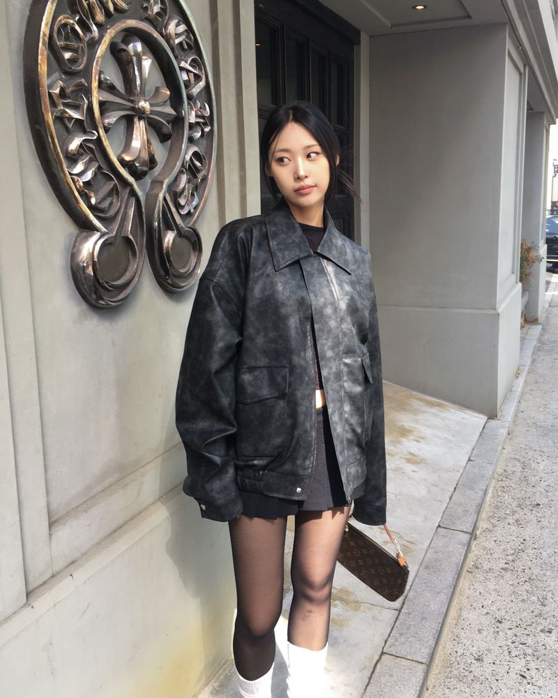[Made] Rene leather jacket -black