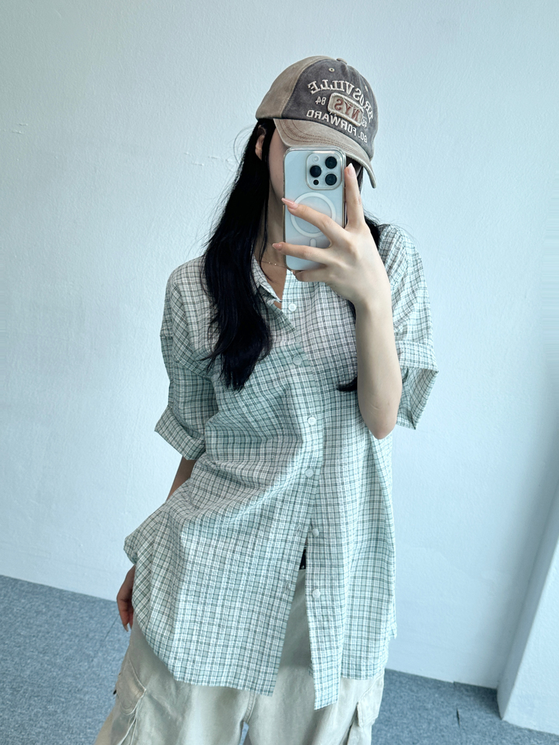 CHECK POINT BIG SHIRT💚❤🖤 - 3 COLORS