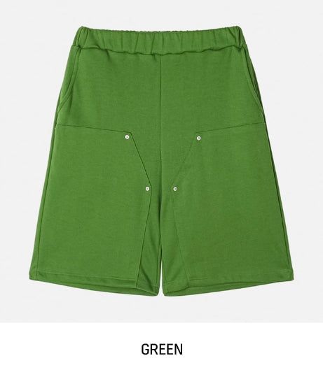 Tear Rivet Double Knee Bermuda Pants