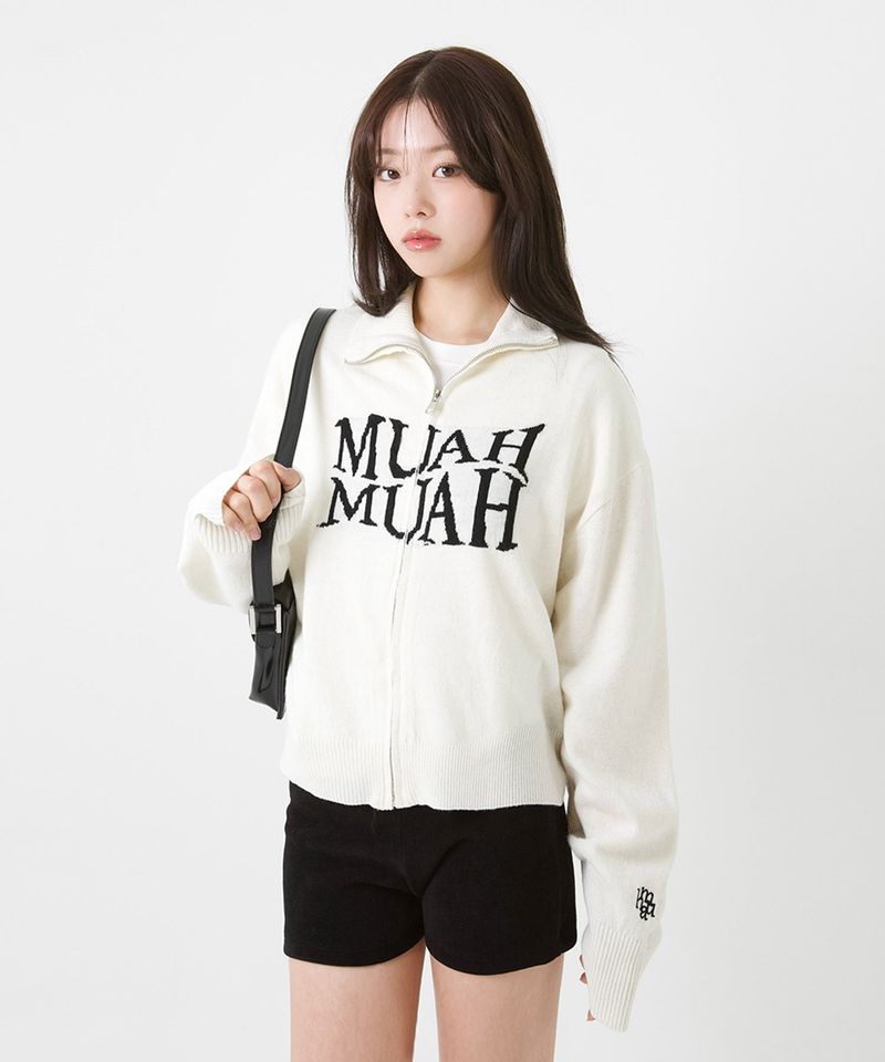 muahmuah（ムアムア）の「ジャガードニットジップアップカーディガン [2color]（トップス）」